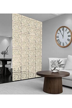 Dalgalar Lazer Kesim Paravan, Ahşap Seperatör, Panel Levha Seti Dekorasyon Ahşap Oda Bölücü Desen