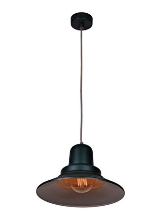 Rsylight Retro Rustik Dekoratif Siyah Içi Beyaz Metal Sarkıt Avize Çap:30cm