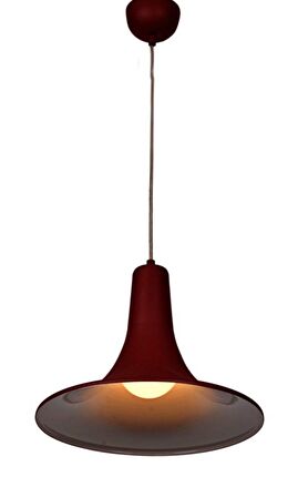  Rsylight Retro Metal Dekoratif Kırmızı içi Beyaz Rustik Tekli Sarkıt Avize Çap 34 cm