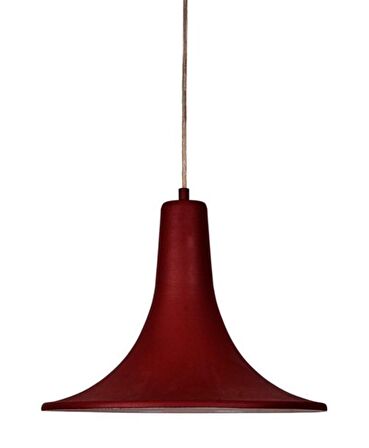  Rsylight Retro Metal Dekoratif Kırmızı içi Beyaz Rustik Tekli Sarkıt Avize Çap 34 cm