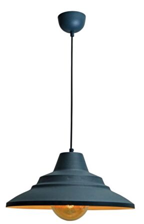 Rsylight Retro Metal Dekoratif Rustik Antrasit İçi Gold Tekli Sarkıt Avize Çap 45 cm