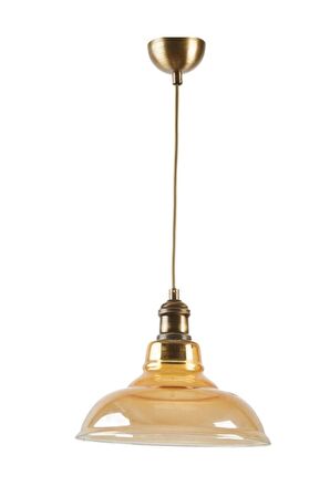 Rsylight Retro Bal Camlı Dekoratif Rustik Eskitme Tekli Sarkıt Avize Çap 28 cm