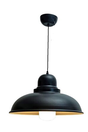 Rsylight Retro Metal Dekoratif Rustik Siyah içi Gold Tekli Sarkıt Avize Çap 43 cm