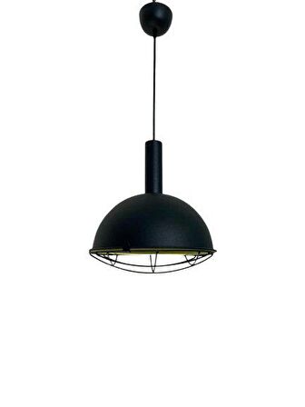 Rsylight Retro Metal Dekoratif Rustik Kafesli Siyah Tekli Sarkıt Avize Çap 30 cm