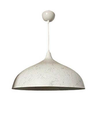 Dylight Retro Beyaz Mermer Desenli Dekoratif Tekli Rustik Metal Sarkıt Avize 43 Cm