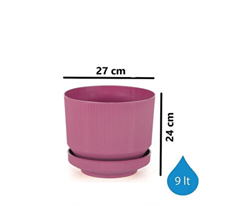 Omnipazar SO-S284 Dekoratif Tabaklı Lüks Çizgi Desenli Saksı 9 Litre