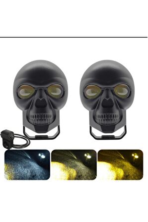 Skull Head Özel Tasarım Off Road Sis Lambası (Açma Kapama Gidonlu) 1 Adet