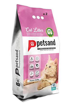 PETSAND Bebek Pudrası Kokulu Kedi Kumu 10 LT X 2 Adet