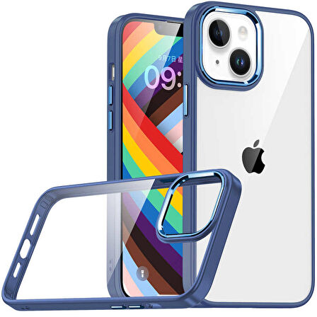 Smcase iPhone 14 Plus Kılıf Renkli Bumper Hybrid Flora Silikon  Nano Ekran Koruyucu