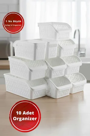 10 Adet  Büyük Buzdolabı Raf Düzenleyicisi 29x20x13 Cm