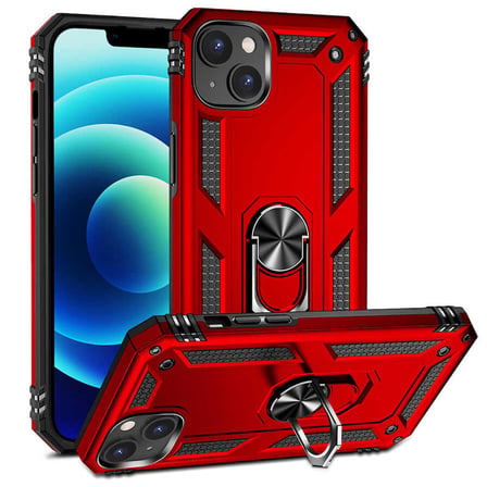 Smcase iPhone 14 Kılıf Vega Yüzüklü Stand Tank Kapak  Nano Ekran Koruyucu