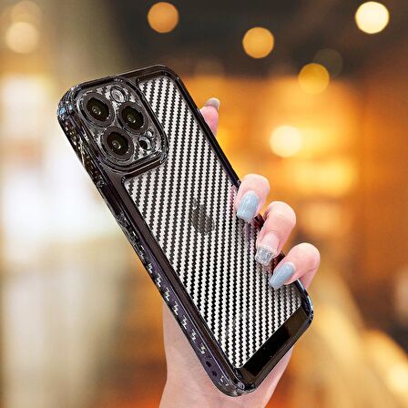 İPHONE 14 PRO KARBON FİBER KAPLAMALI TLP YUMUŞAK RENKLİ SİLİKON KILIF
