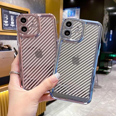 İPHONE 12 KARBON FİBER KAPLAMALI TLP YUMUŞAK RENKLİ SİLİKON KILIF