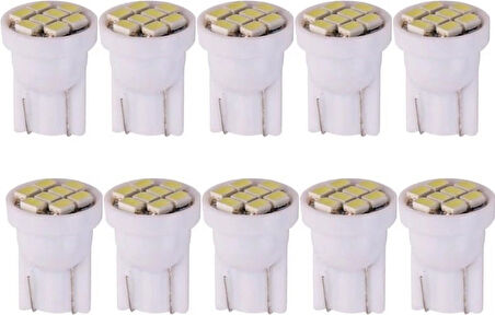 Balp 10 Adet Süper Güçlü Mini T10 LED 8 Ledli 12 Volt Mini T10 LED Mavi Renk