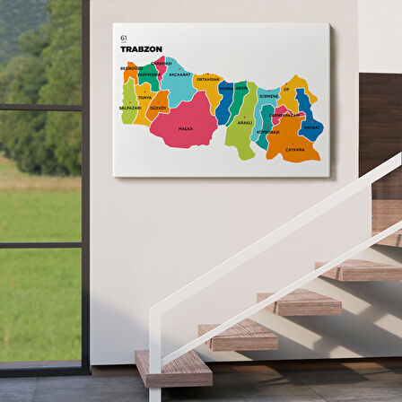 Harita Sepeti Trabzon İli ve İlçeler Haritası Dekoratif Kanvas Tablo 1469