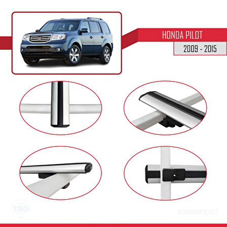 Honda Pilot 2 2009-2015 Arası ile Uyumlu BASIC Model Ara Atkı Tavan Barı Gri 2 Adet