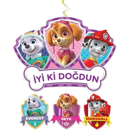 Asmalı tavan sarkıt süsü büyük1li PAW PATROL sky e