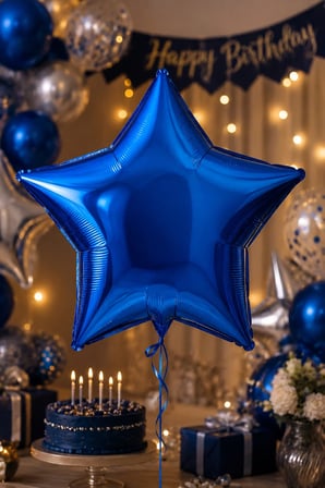 Folyo Balon Yıldız Koyu Mavi 18 İnç 45 cm Doğum Günü Parti Kutlama Organizasyon Dekorasyon Balonu