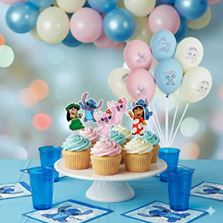 Kürdan Lilo Stitch (sitiç) temalı 10lu  Sadece Kürdanlar .Pasta Cupcake Süsü