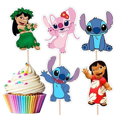 Kürdan Lilo Stitch (sitiç) temalı 10lu  Sadece Kürdanlar .Pasta Cupcake Süsü