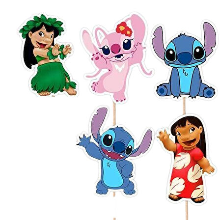 Kürdan Lilo Stitch (sitiç) temalı 10lu  Sadece Kürdanlar .Pasta Cupcake Süsü