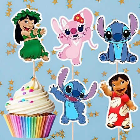 Kürdan Lilo Stitch (sitiç) temalı 10lu  Sadece Kürdanlar .Pasta Cupcake Süsü