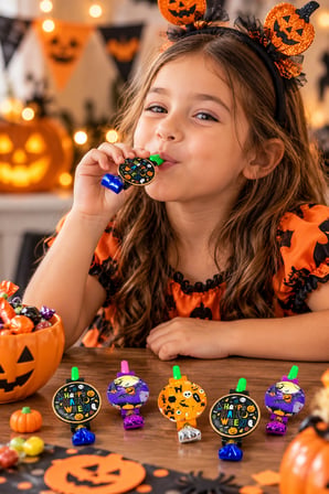 Halloween Kaynana Dili 6'lı Mini Parti Düdüğü Uzar Kısalır Cadılar Bayramı Desenli Set