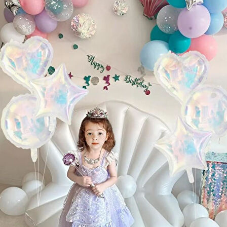 Folyo Balon 18inç ŞEFFAF YILDIZ renkli yansımalı hologramlı yansımalı kalın folyo balon