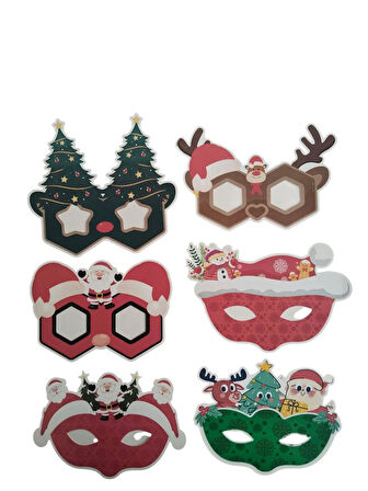 Yılbaşı Temalı Maske 6lı Yüz Maskesi Lüks Karton