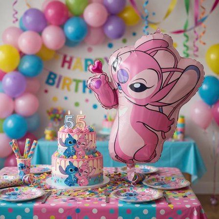 Stitch Angel Folyo Balon 70x110 cm Parti Doğum Günü Dekorasyon Balonu Büyük Boy