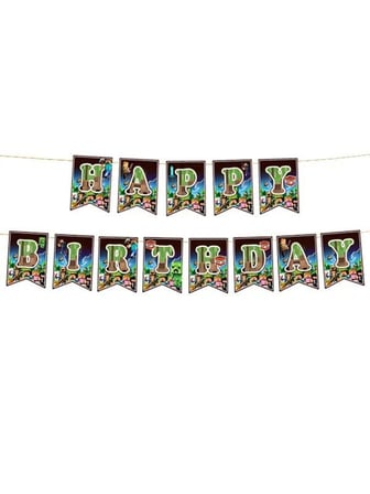 Minecraft Happy Birthday Banner Erkek Çocuk Doğum Günü Parti Dekorasyon Süsü 17x180 Cm