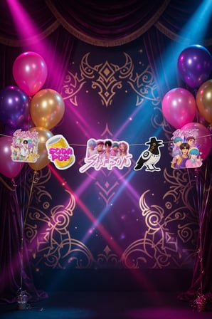 K-POP Huntrix Demon Hunters SAJA BOYS Banner 170x16 cm Parti Dekor Süsü