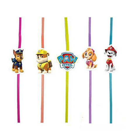 Pipet Paw Patrol lisanslı10 lu artistik pipet  doğum günü eğlenceli pipet
