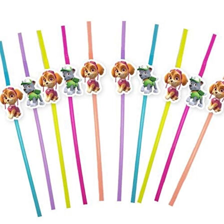 Pipet Paw Patrol Sky 10 lu artistik pipet körüklü doğum günü eğlenceli pipet