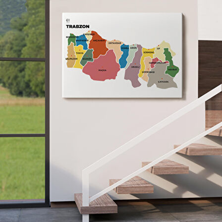 Harita Sepeti Trabzon İli ve İlçeler Haritası Dekoratif Kanvas Tablo 1470