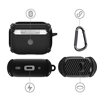 Gpack Apple Airpods Pro 2 Kılıf Sert Armor Karbon Görünüm A26