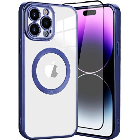 Smcase iPhone 14 Pro Kılıf Kamera Korumalı Omega Lazer Silikon  Tam Kapatan Ekran Koruyucu