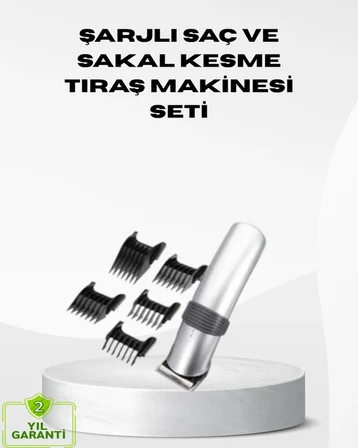 Kablosuz Profesyonel Tıraş Makinesi – Şarjlı, 60 Dakika Kullanım Süreli, Çelik Bıçaklı, Sessiz Motor