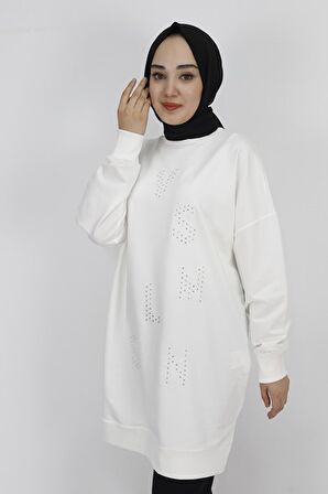 Puane 2 İp Kumaş Taş Baskılı Sweatshirt