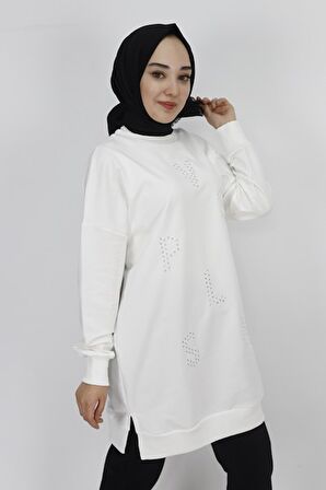 Puane 2 İp Kumaş Taş Baskılı Sweatshirt