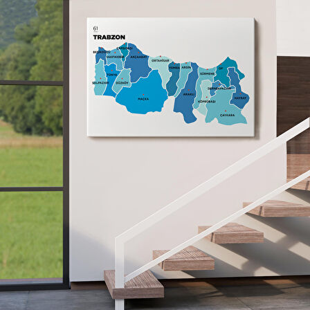 Harita Sepeti Trabzon İli ve İlçeler Haritası Dekoratif Kanvas Tablo 1471