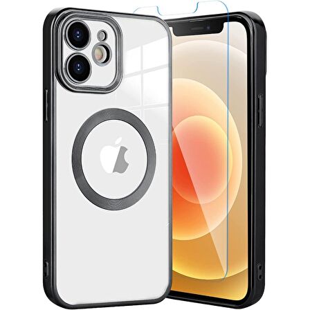 Smcase iPhone 12 Kılıf Kamera Korumalı Omega Lazer Silikon  Nano Ekran Koruyucu