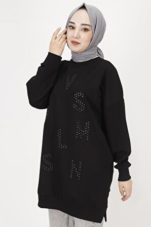Puane 2 İp Kumaş Taş Baskılı Sweatshirt
