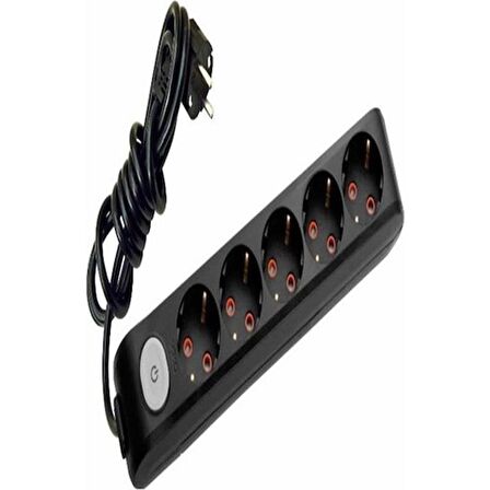 Viko Multi-Let 5 li Anahtarlı Kablolu Priz 5 Mt. Siyah