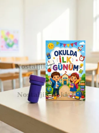 5 Adet Okulda İlk Günüm Yazılı Hediye Seti 1. Sınıf- Sene Başı Mühür (Istampa) Tebrik Kartı Hediyeli