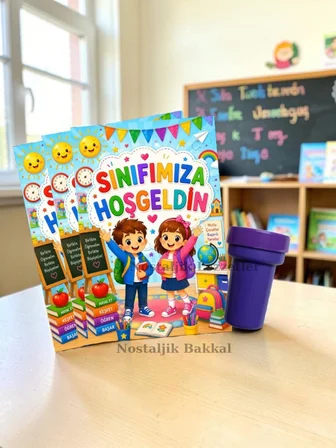 Sınıfımıza Hoşgeldin Yazılı 20 Adet Hediye Seti 1. Sınıf- Sene Başı Hatırası Mühür (Istampa) Tebrik Kartı Hediyeli