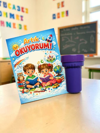 Okumayı Yeni Öğrenen Öğrencilere 5 Set 1. Sınıf Hatırası Mühür (Istampa) Tebrik Kartı Hediyeli