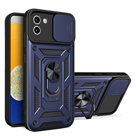 Smcase Samsung Galaxy A03 Kılıf Kamera Korumalı Yüzüklü Tank Pars Silikon