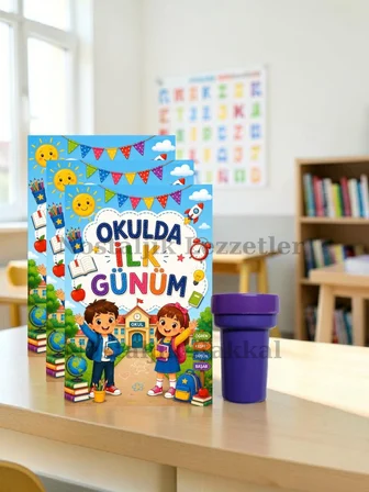20 Adet Okula Yeni Başlayan Öğrencilere Özel Hediye Seti 1. Sınıf- Sene Başı Mühür (Istampa) Tebrik Kartı Hediyeli
