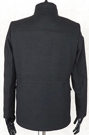 JANCARLUCCİ  Erkek Dizüstü Slimfit Çıkarılabilir  Kapüşonlu Torba Cep Fermuarlı Astarlı  Kaşe Kaban 